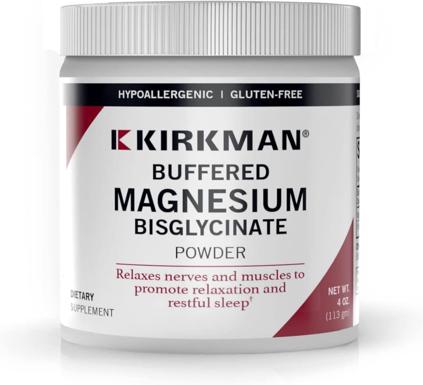 Kirkman Buffered Magnesium Bisglycinate Powder 4 oz - Calms Nerves & Muscles - Supports Deep Sleep - Hypoallergenic Formula - BoostGo Australia