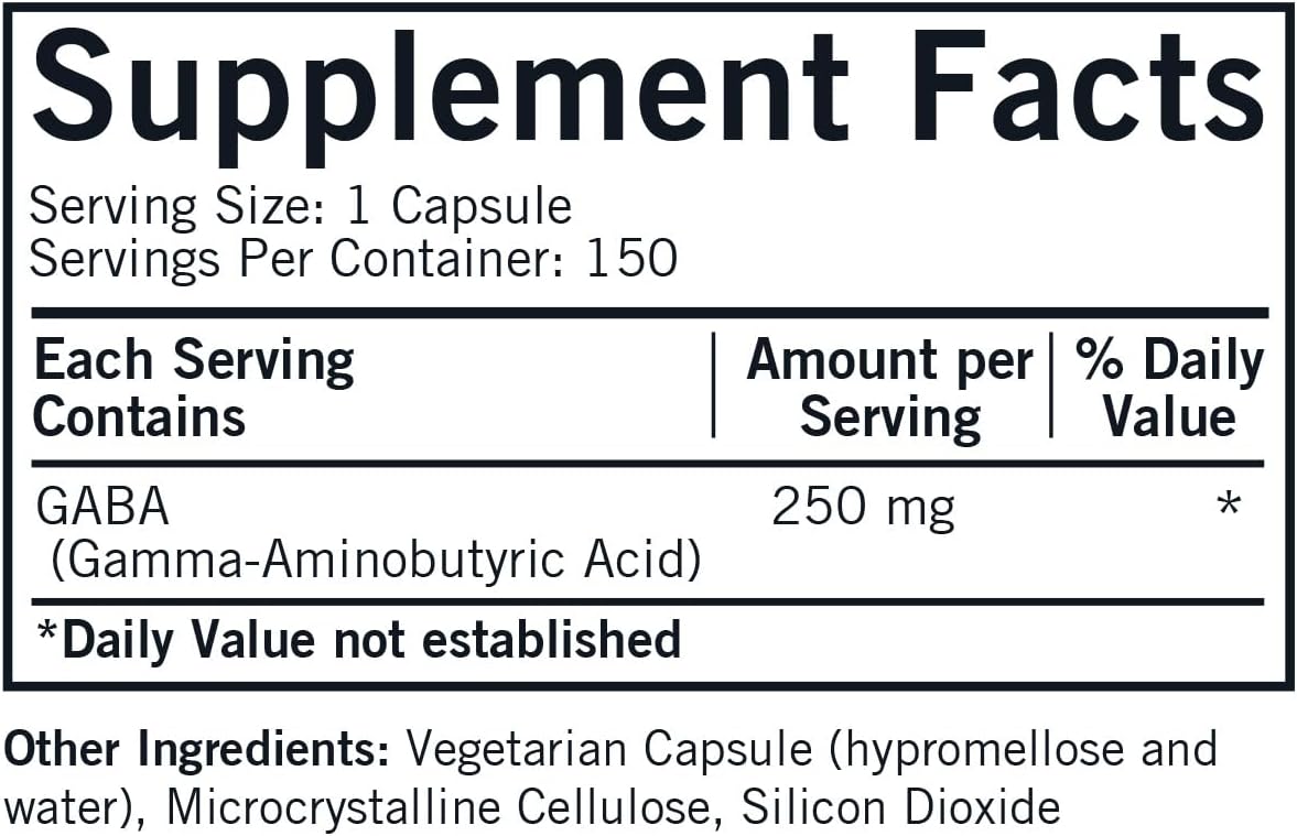 Kirkman GABA 250mg Capsules for Relaxation and Restful Sleep - Hypoallergenic Formula