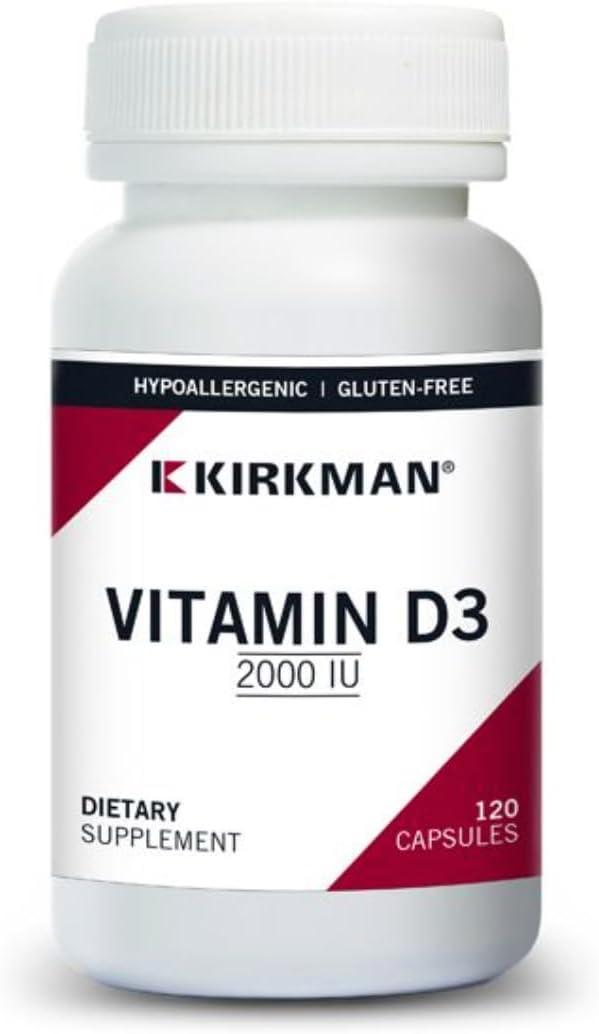 Kirkman Hypoallergenic Vitamin D-3 2000 IU Capsules - 120 Count