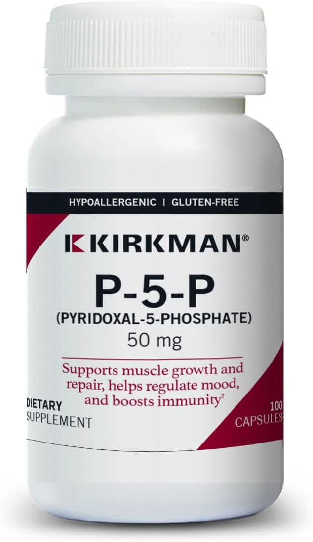 Kirkman P-5-P 50 mg Vitamin B6 Metabolite Capsules - Hypoallergenic 100 Count Bottle