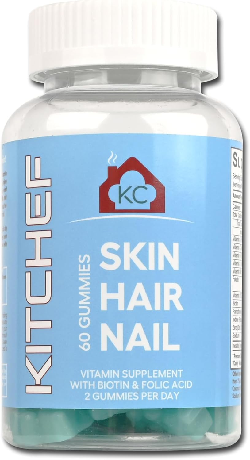 KITCHEF KC Hair Skin and Nails Gummies for Men and Women - Promotes Strong Hair, Faster Nail Growth, and Healthy Skin - Natural Beauty Supplement