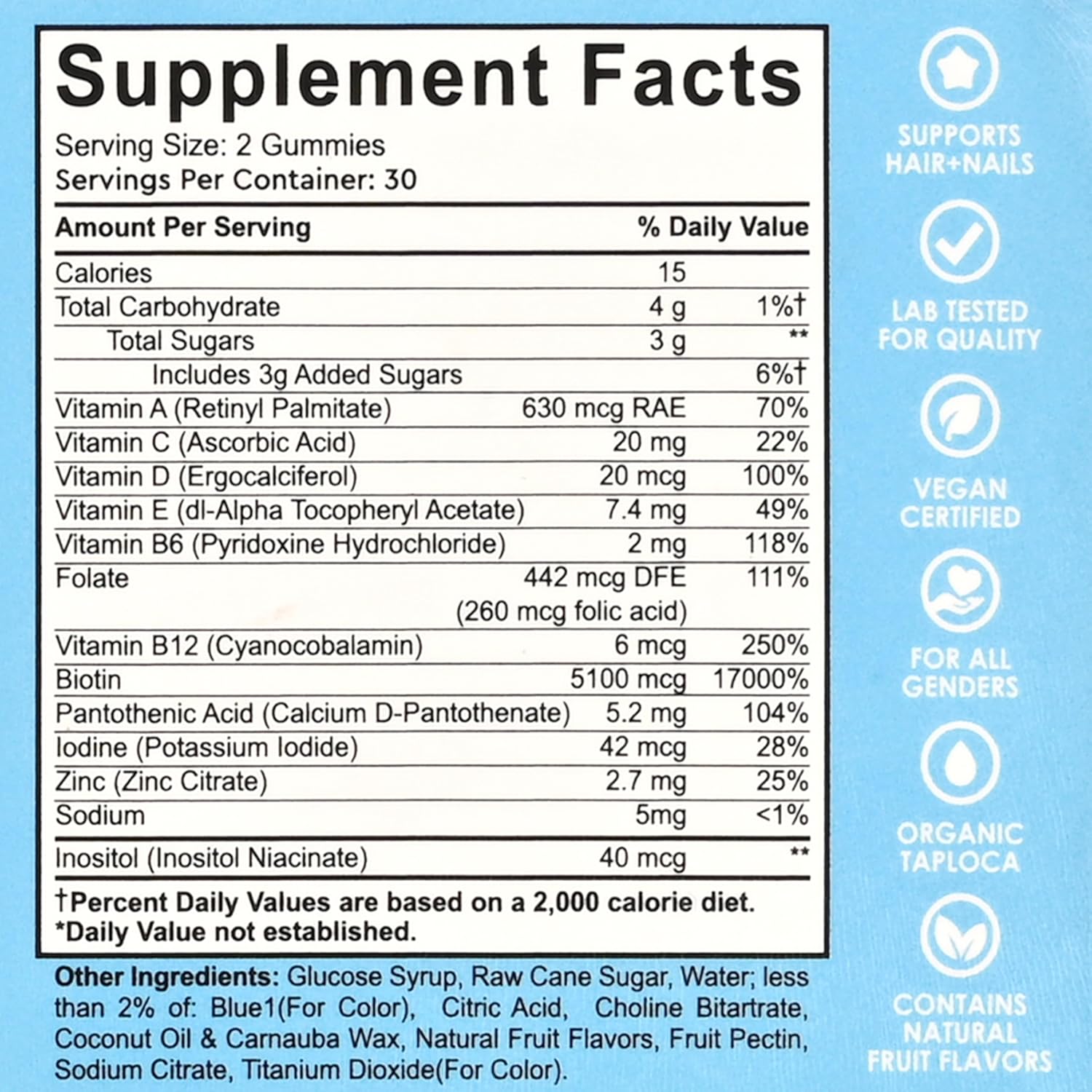 KITCHEF KC Hair Skin and Nails Gummies for Men and Women - Promotes Strong Hair, Faster Nail Growth, and Healthy Skin - Natural Beauty Supplement