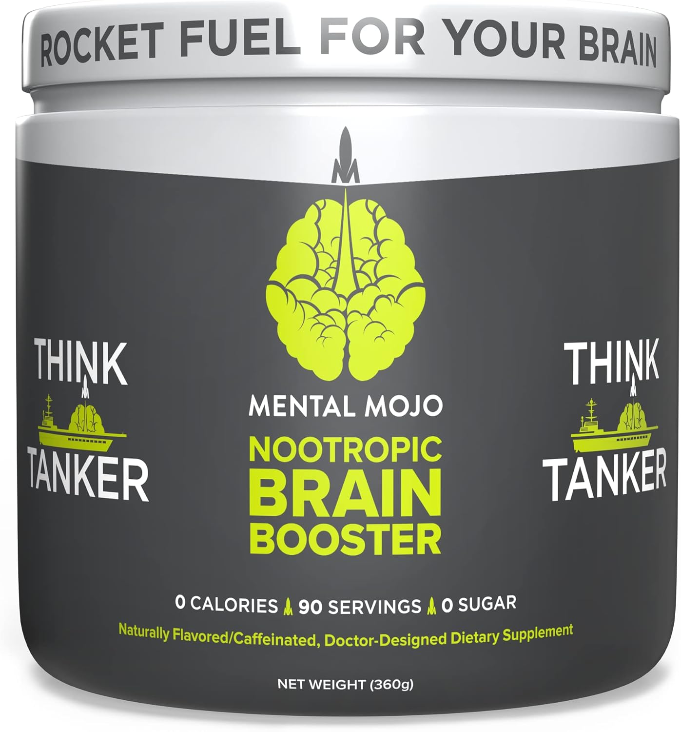 Kiwi Strawberry Nootropic Brain Booster Drink Mix - Boost Energy, Focus, Memory - Zero Sugar, 90 Servings