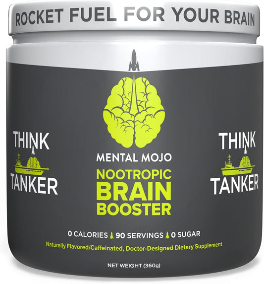 Kiwi Strawberry Nootropic Brain Booster Drink Mix - Boost Energy, Focus, Memory - Zero Sugar, 90 Servings