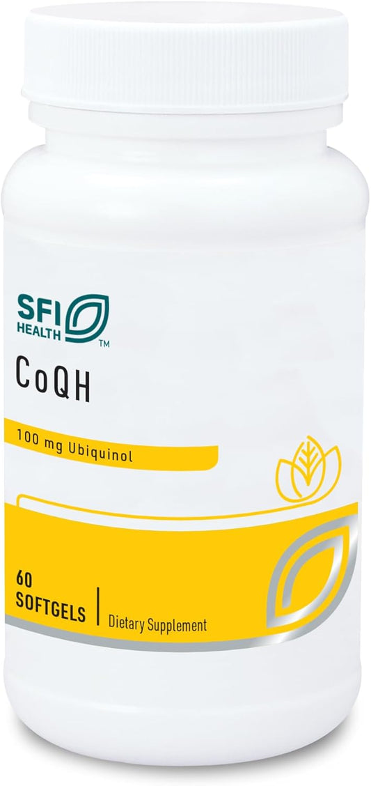 Klaire Labs CoQH - Hypoallergenic 100mg Ubiquinol CoQ10 in D-Limonene Oil for Mitochondrial Health - 60 Softgels