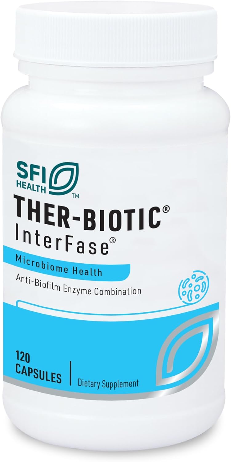 Klaire Labs Interfase: Dairy-Free Digestive Enzyme Blend for GI Detox & Gut Flora - 120 Vegetarian Capsules
