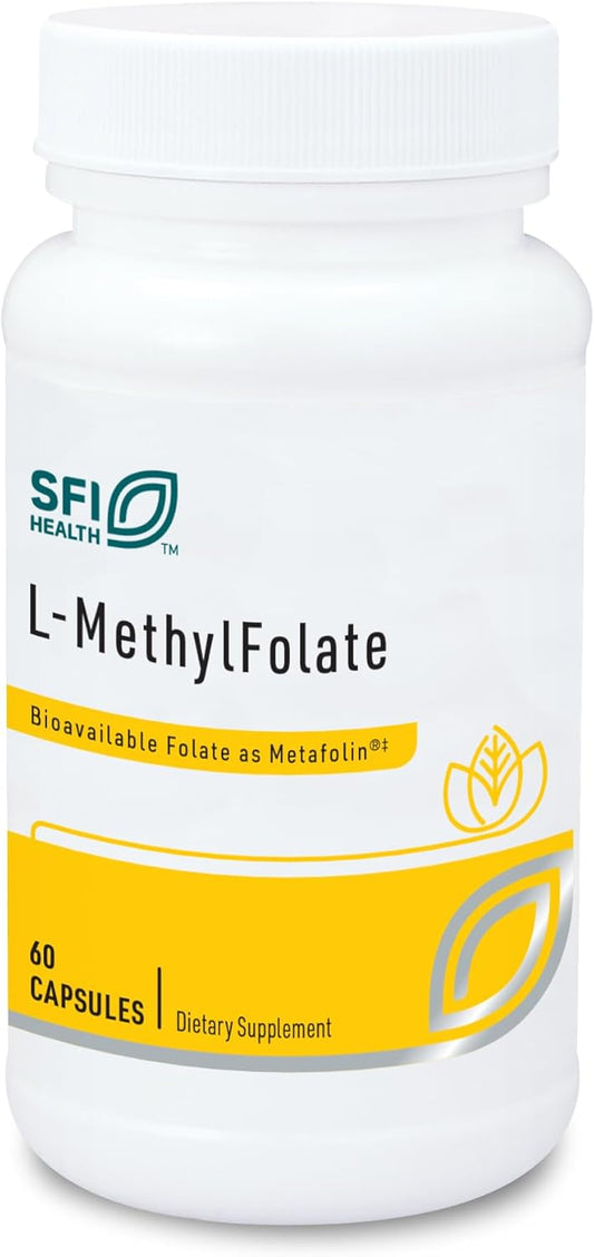 Klaire Labs L-Methylfolate 1000mcg Capsules - Highly Bioavailable Folate Supplement, Hypoallergenic, 60 Count