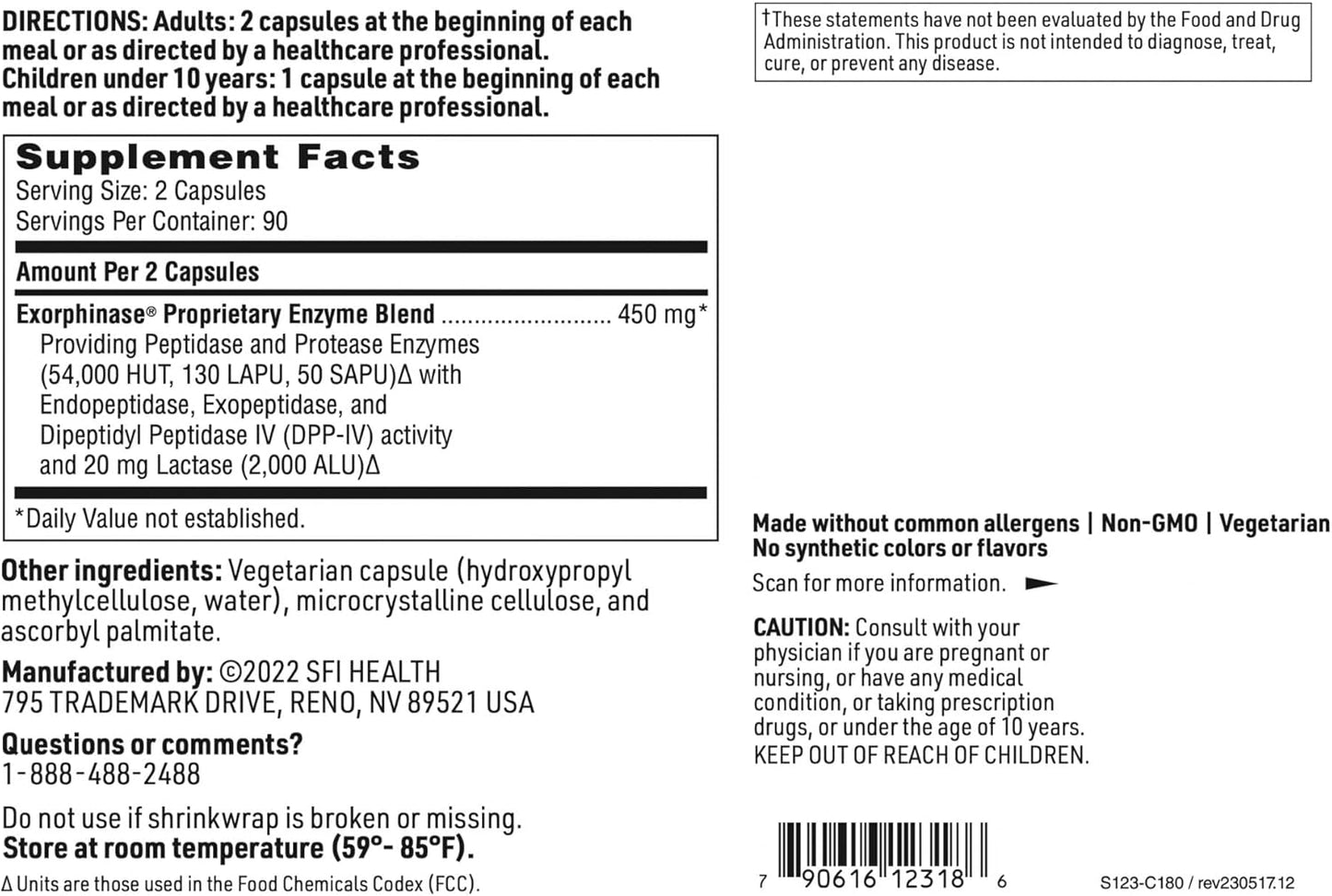 Klaire Labs SerenAid Enzyme Blend - Vegetarian Digestive Supplement for Gluten & Dairy Breakdown - Supports Digestion with DPP-IV & Lactase - 180 Capsules
