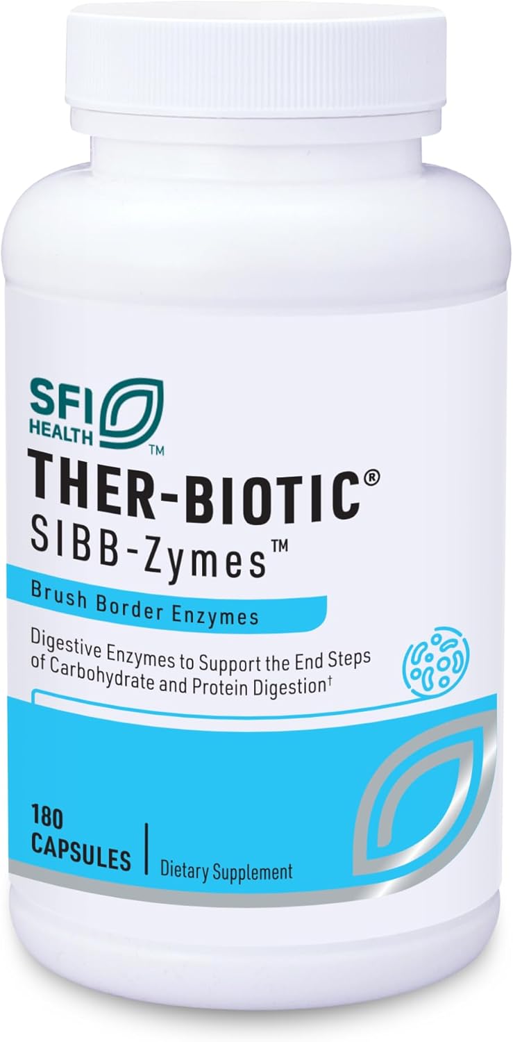 Klaire Labs Sibb-Zymes Enzymes Complex for Digestion - Peptidase/Protease Blend - Supports Carb & Protein Digestion - 180 Capsules