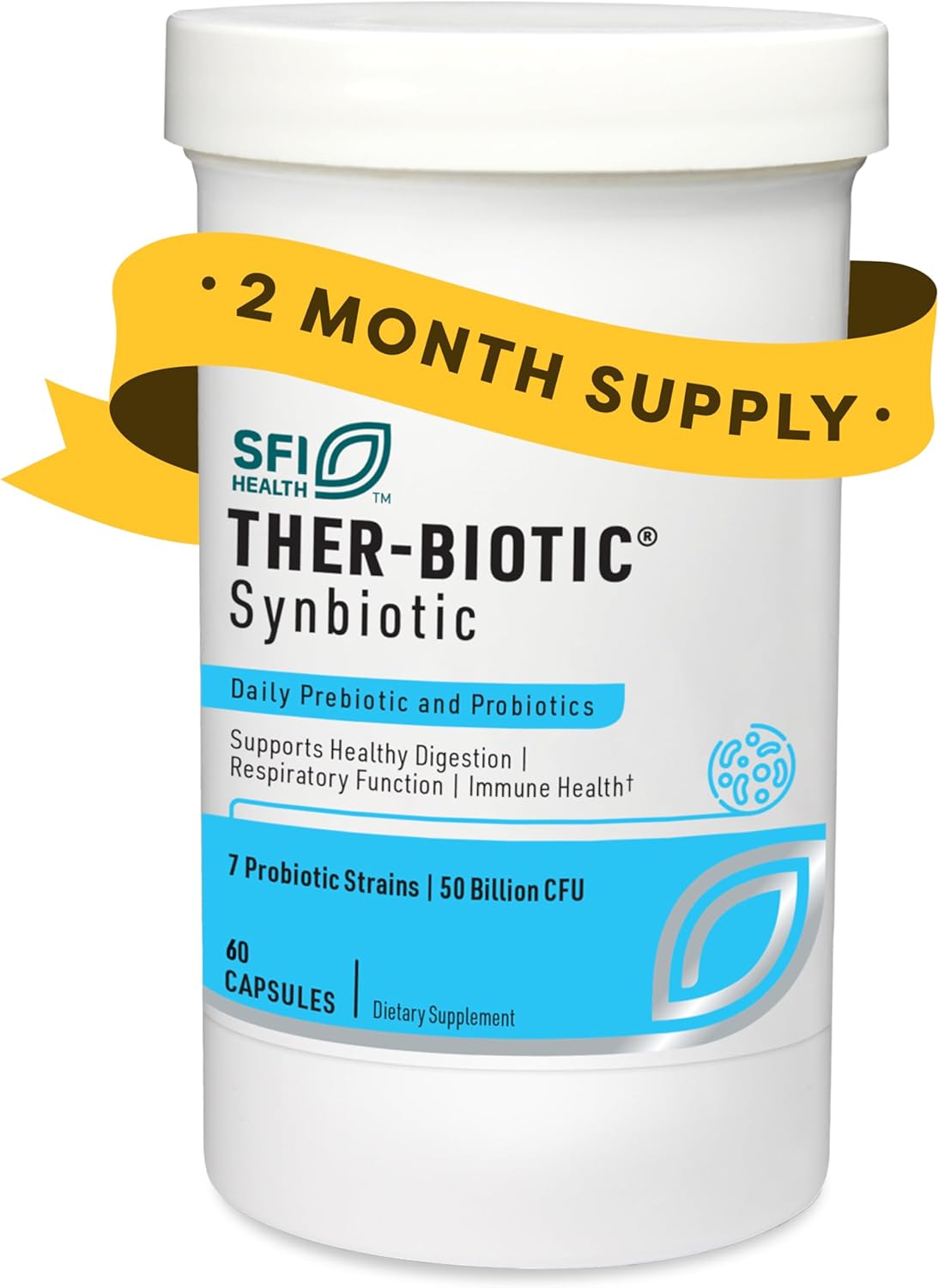 Klaire Labs Ther-Biotic Synbiotic Probiotic with Prebiotic - Supports Digestive Health & Immune System - Lactobacillus & Bifidobacterium Strains - 60 Capsules