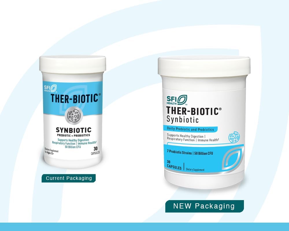 Klaire Labs Ther-Biotic Synbiotic Probiotic with Prebiotic - Supports Digestive Health & Immune System - Lactobacillus & Bifidobacterium Strains - 60 Capsules