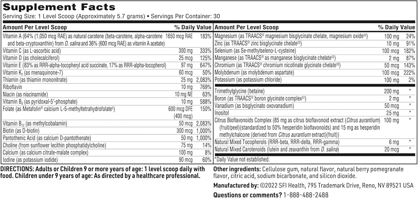 Klaire Labs VitaSpectrum Powder for Kids - Berry-Pomegranate Multivitamin with 23 Essential Nutrients, No Copper, Iron, Gluten, or Casein - 30 Servings