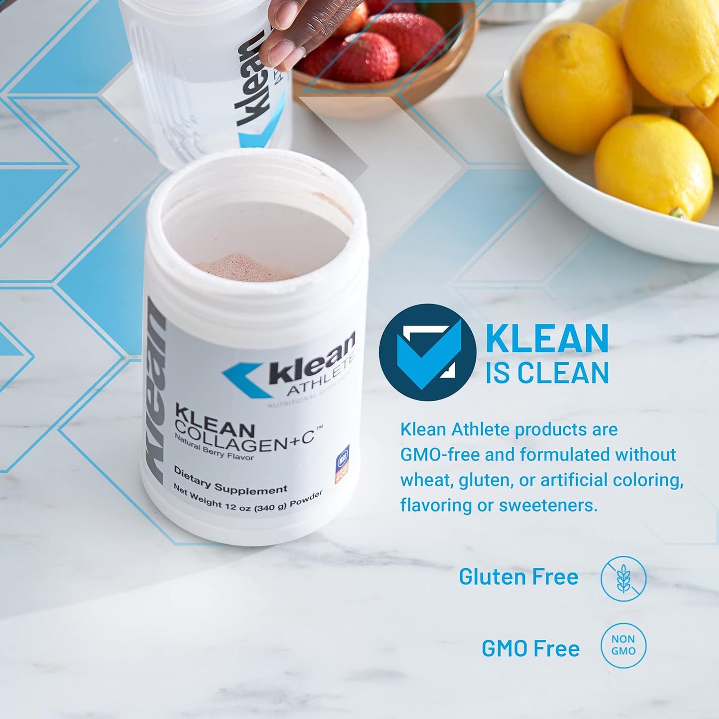 Klean Collagen+C by Klean ATHLETE - Collagen Peptides with Vitamin C for Joint Support - 12oz Berry Flavor