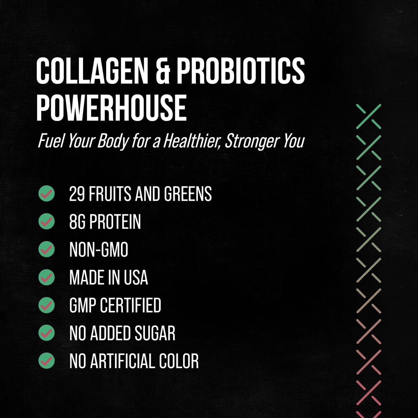 KompleX Nutrition Superfoods Greens and Reds Blend with Grass-Fed Collagen Peptides, 30 Servings - Hydrolyzed and Pastured-Raised