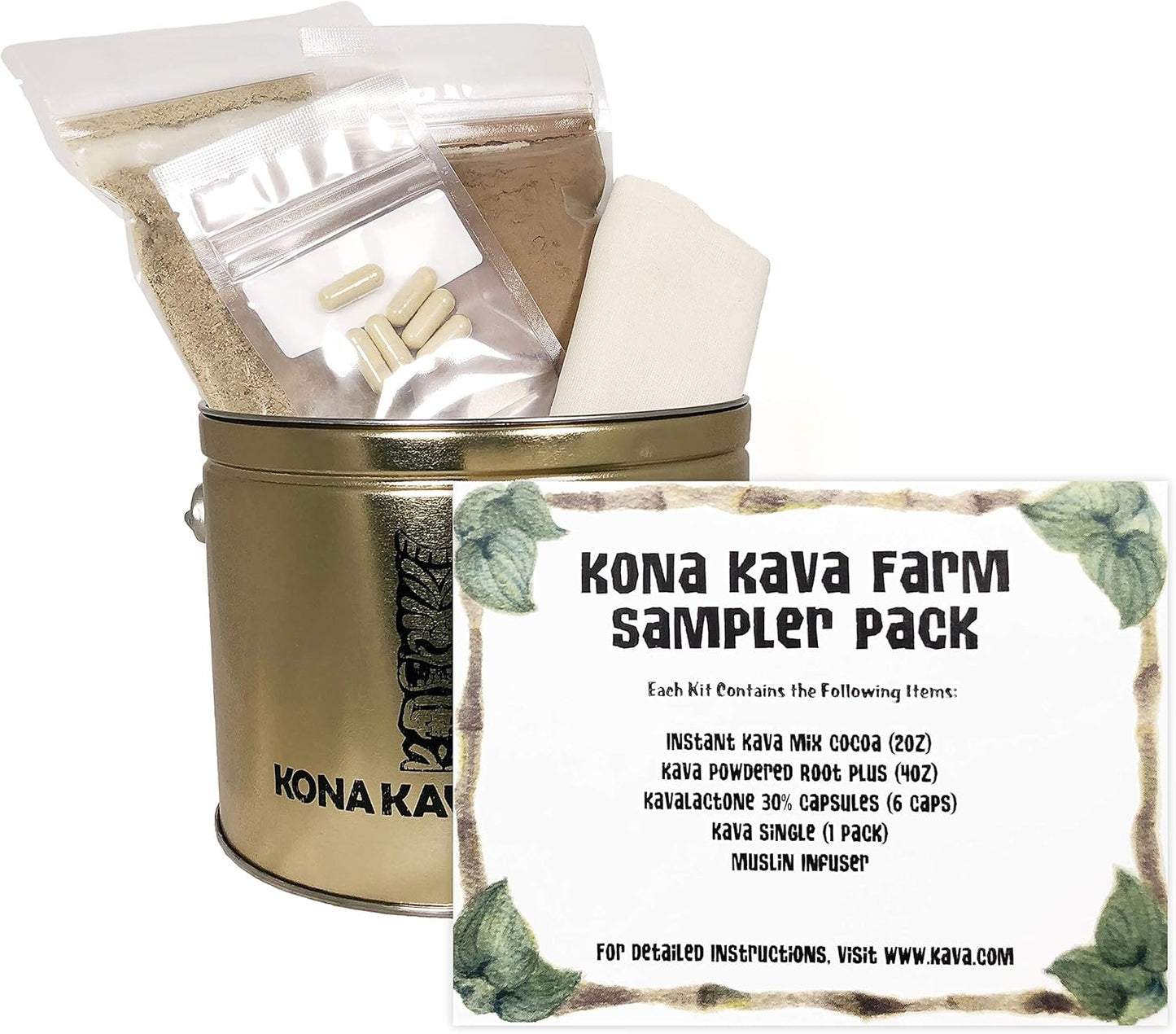 Kona Kava Farm Sampler Pack: Variety of Kava Kava Products for Relaxation