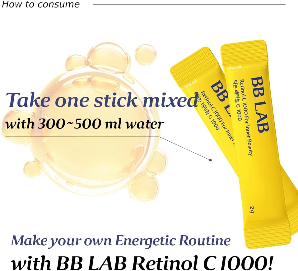 Korean BB LAB Retinol C 1000 Powder Blend with Vitamin C, E, B5 & Zinc for Radiant Skin - Inner Beauty Supplement