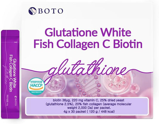 Korean Beauty Collagen Peptides Powder with Hyaluronic Acid and Vitamin C - Lemon Flavored Supplement for Skin, Hair, Nails, and Joints - 30 Packets for 1 Month