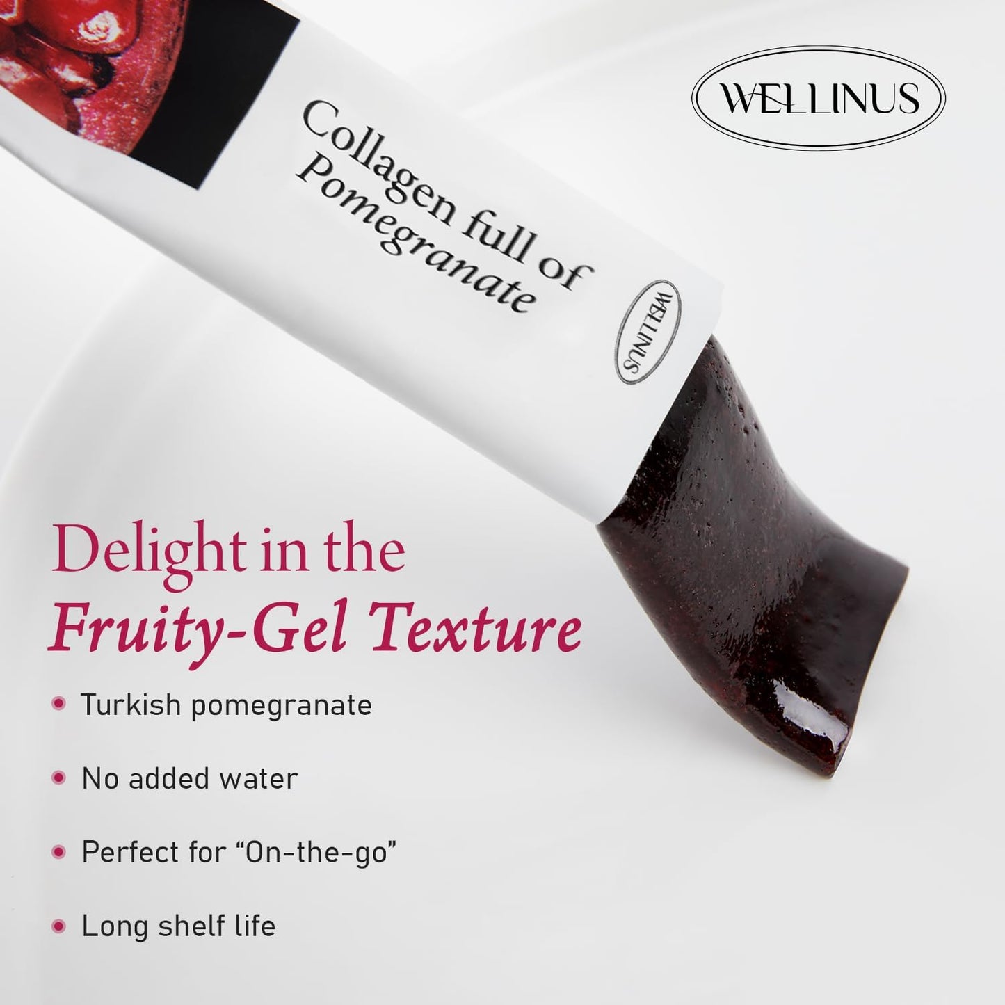 Korean Beauty Collagen Pomegranate Jelly Sticks with Fast-Absorbing Marine Collagen - 22.05 oz (Pack of 25)