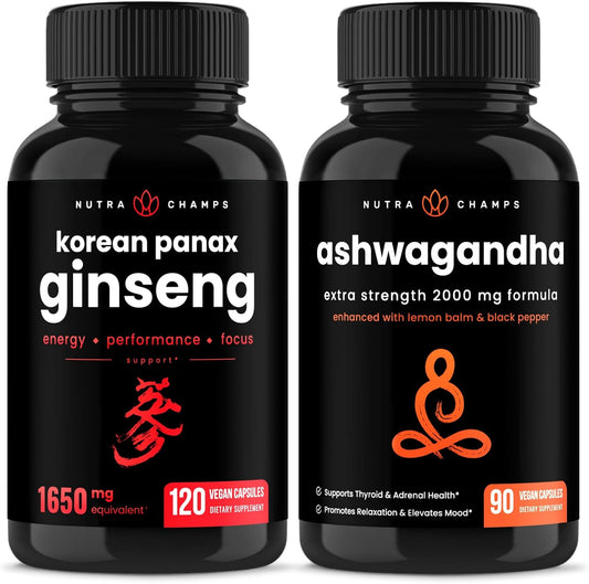 Korean Ginseng and Ashwagandha Capsules Bundle for Optimal Health