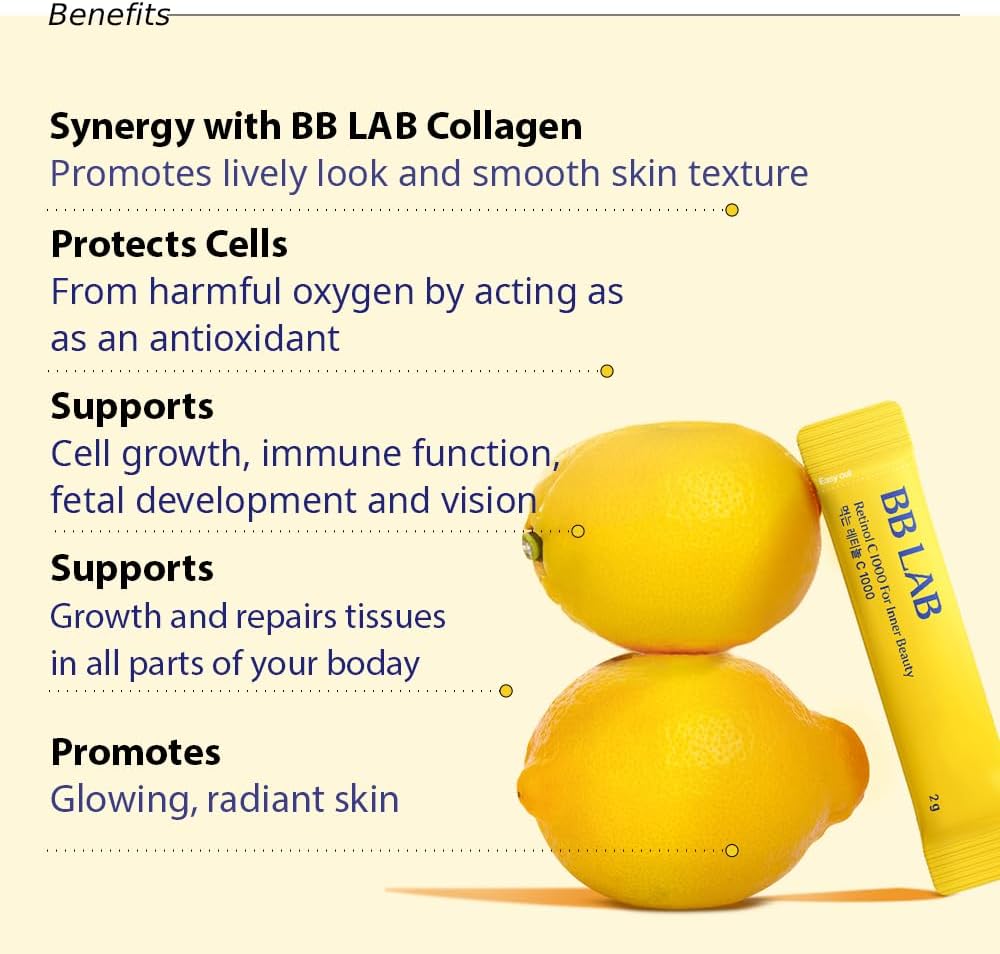 Korean Marine Collagen Powder Stick with Retinol & Vitamin C for Fast Absorption - Fruit Flavored Night Collagen Supplement