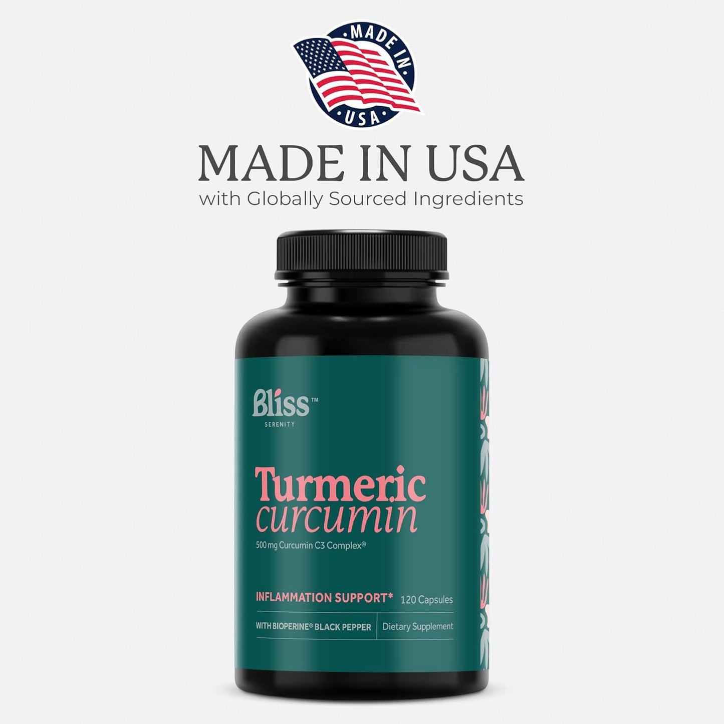Kosher Certified Turmeric Curcumin Capsules with Black Pepper - 500mg, 95% Curcuminoids, Non-GMO, Gluten-Free - 120 VegCaps for Enhanced Absorption