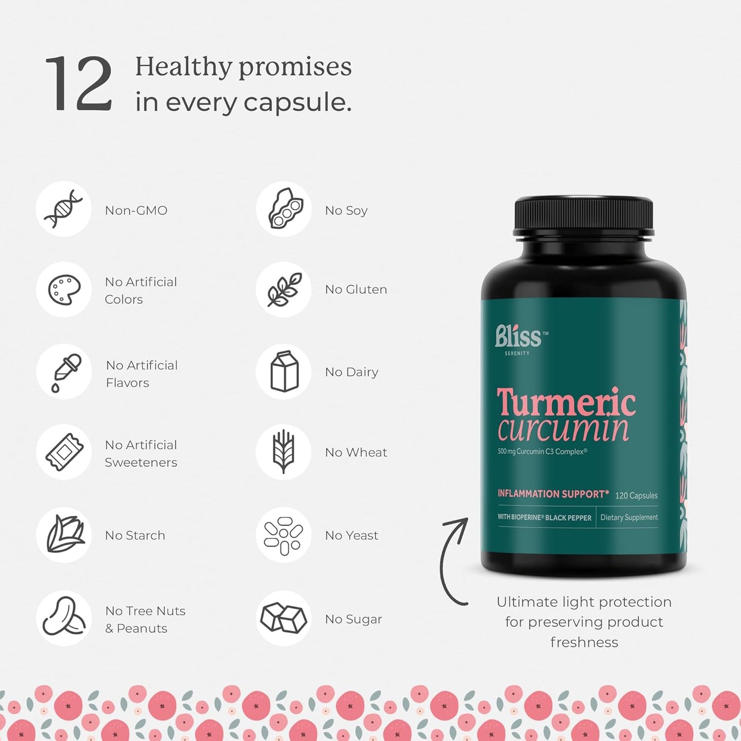 Kosher Certified Turmeric Curcumin Capsules with Black Pepper - 500mg, 95% Curcuminoids, Non-GMO, Gluten-Free - 120 VegCaps for Enhanced Absorption