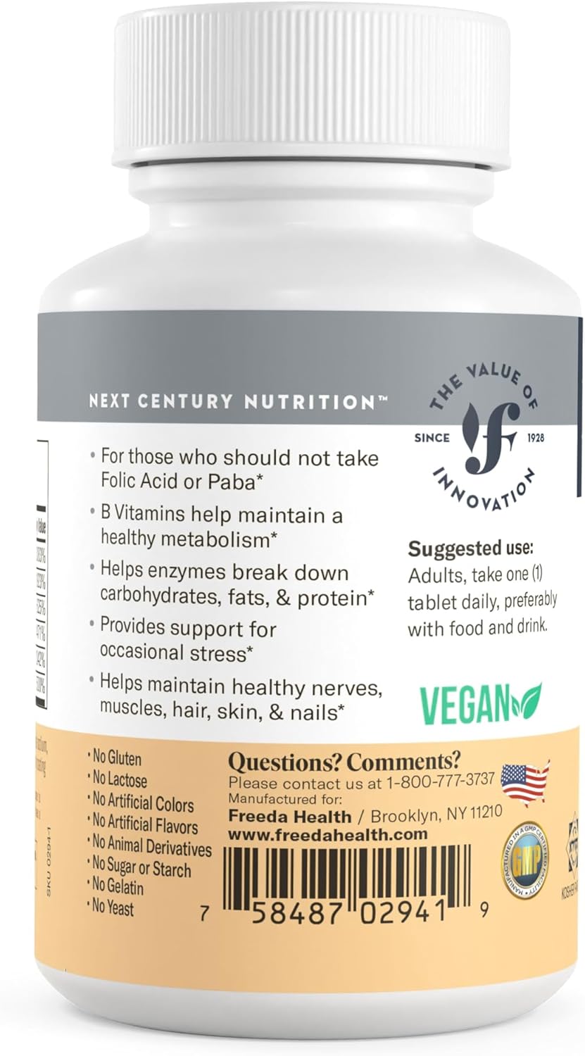 Kosher Vitamin B Complex Supplement - 100 Ct Super B Complex with Vitamin B1, B2, B3, B5, B6, B12 - No Folic or PABA - Vit B Complex for Women & Men