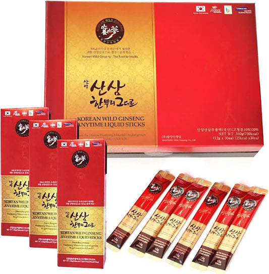 KPurity Korean Wild Ginseng Liquid Sticks Extract - 12ml x 30 Packs - Premium Quality