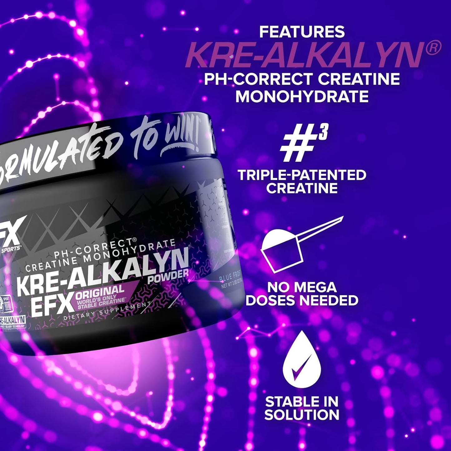 Kre-Alkalyn EFX Powder - pH Correct Creatine Monohydrate Supplement for Strength & Muscle Growth - Blue Frost - 55 Servings
