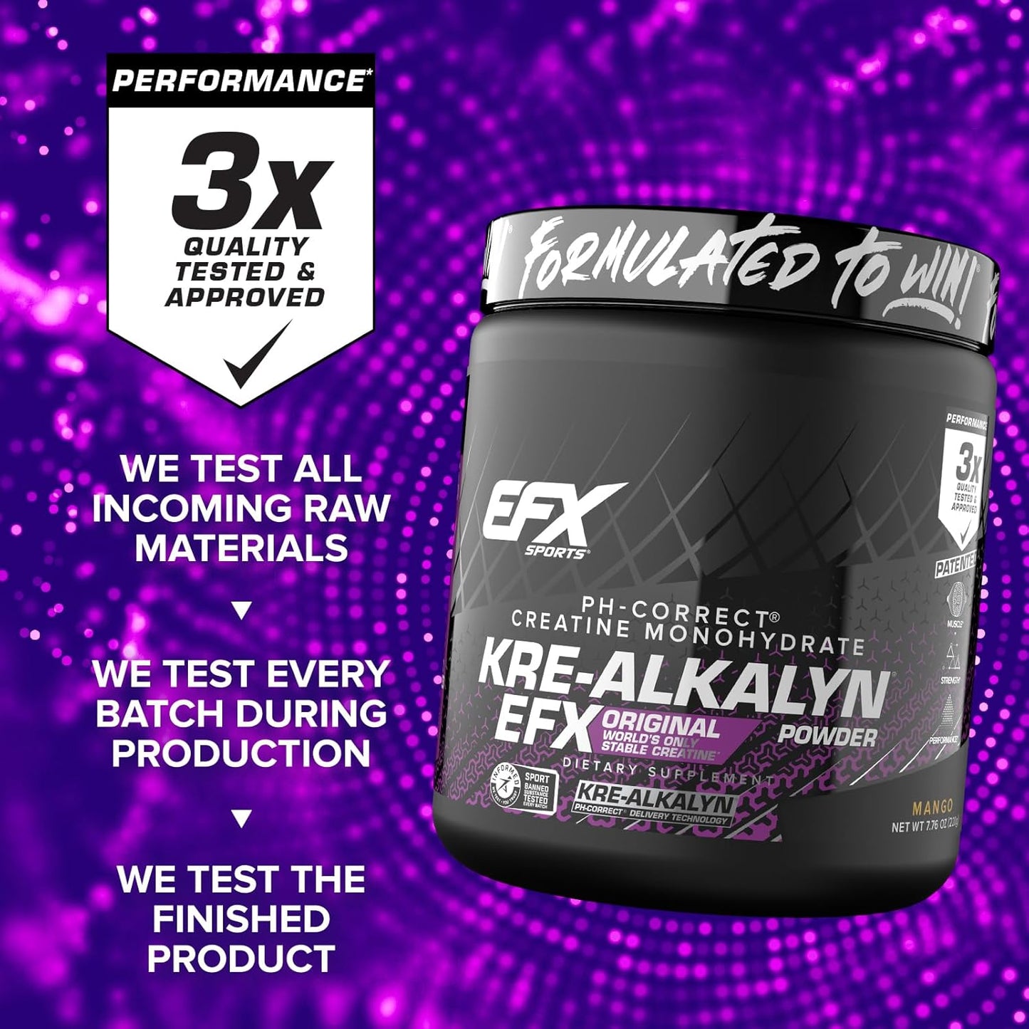 Kre-Alkalyn EFX Powder Supplement for Strength, Muscle Growth & Performance - Mango Flavor - 110 Servings