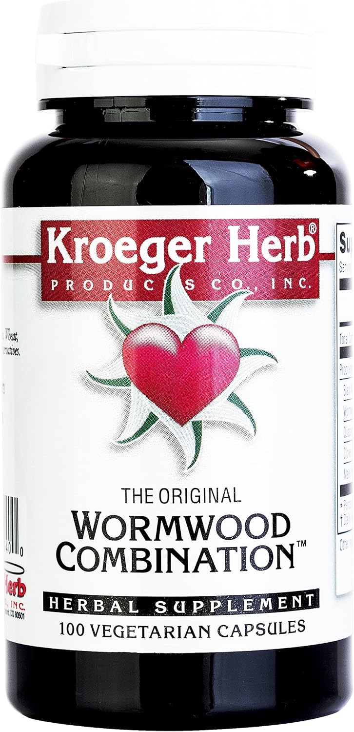 Kroeger Herb Wormwood Combination - 100 Vegetarian Capsules for Herbal Support