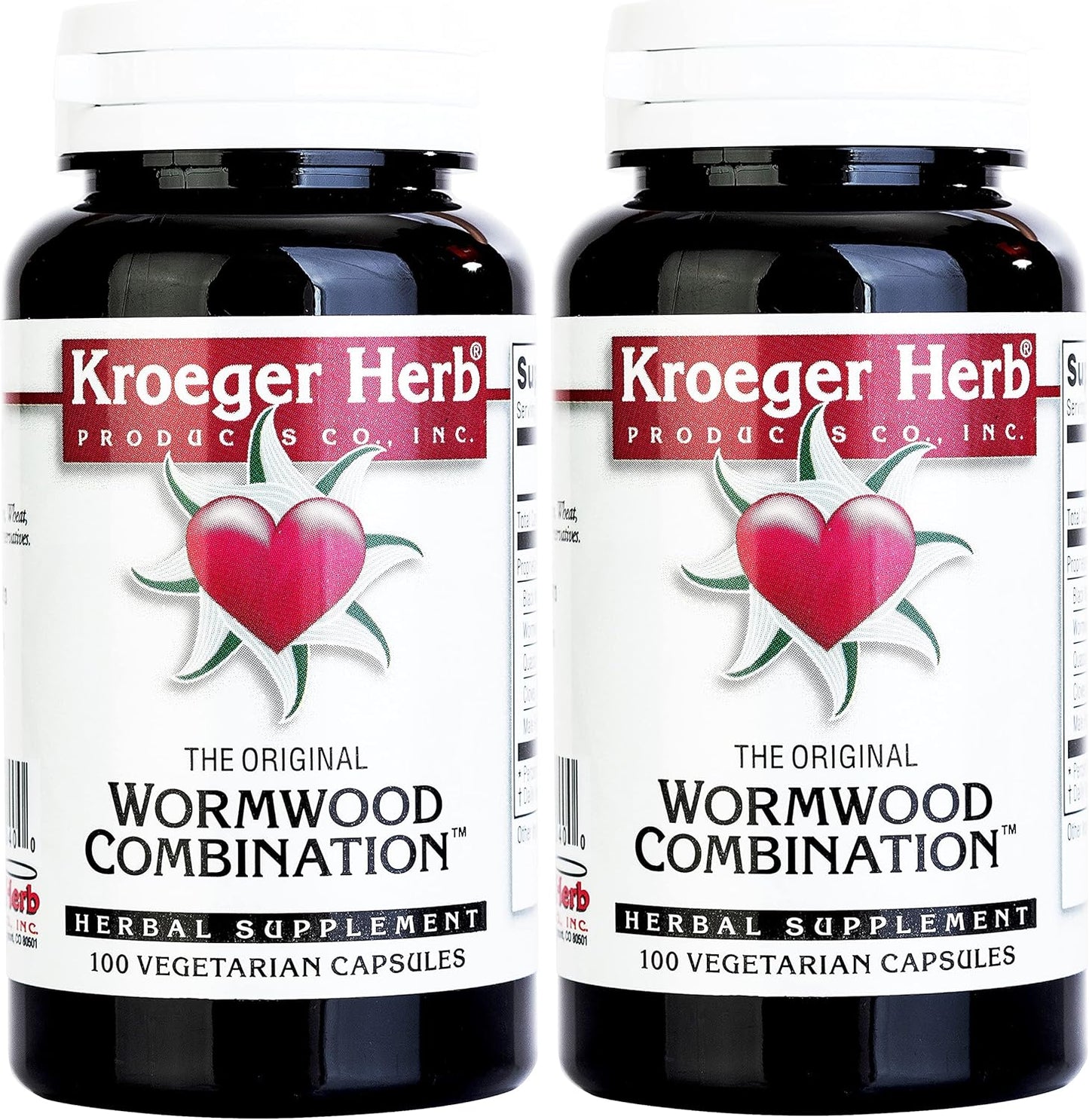 Kroeger Herb Wormwood Combination Vegetarian Capsules, 100 Count, Pack of 2 - Herbal Supplement