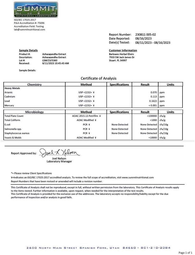 KSM-66 Ashwagandha Herbal Elixir Capsules - 700mg Root Extract, 5% Withanolides, 60 Veggie Capsules