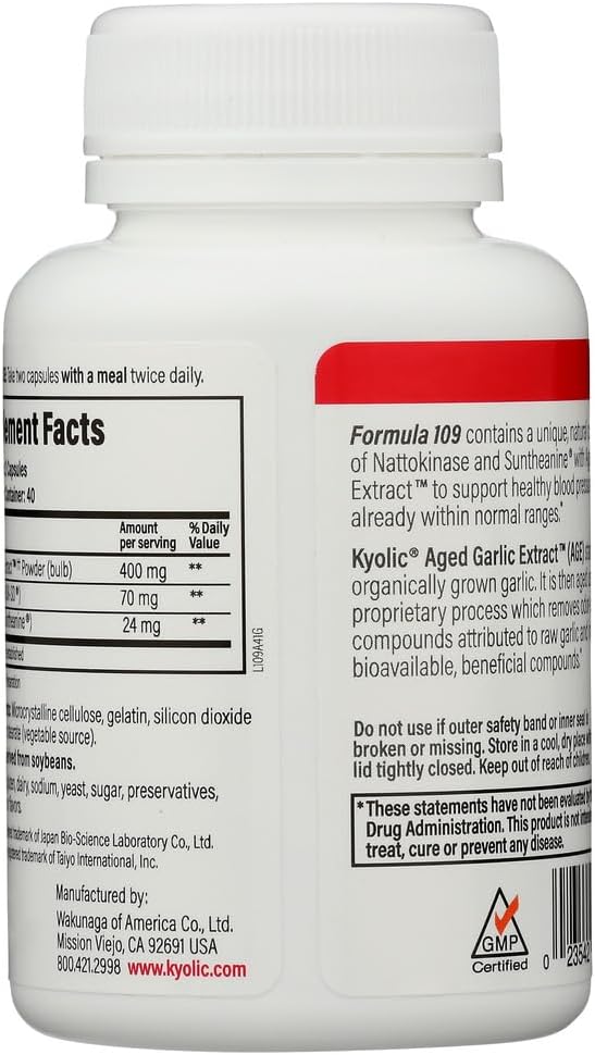 Kyolic Aged Garlic Extract Capsules for Blood Pressure Support - 109-80 Formula