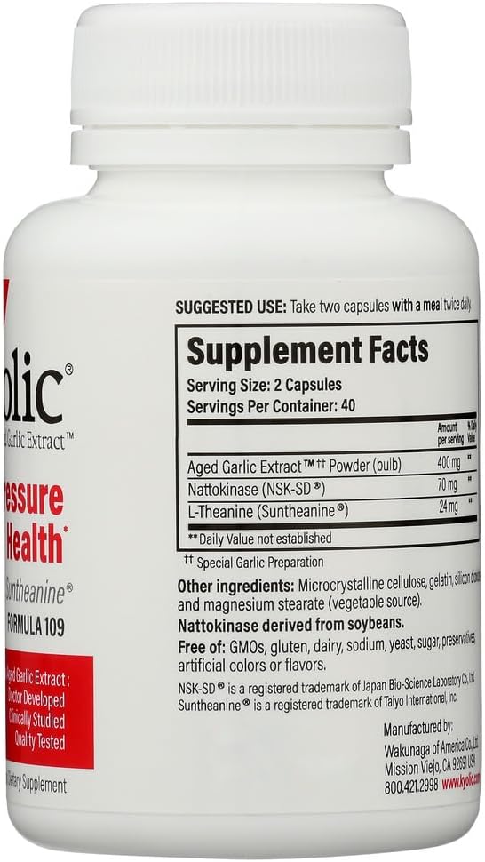 Kyolic Aged Garlic Extract Capsules for Blood Pressure Support - 109-80 Formula