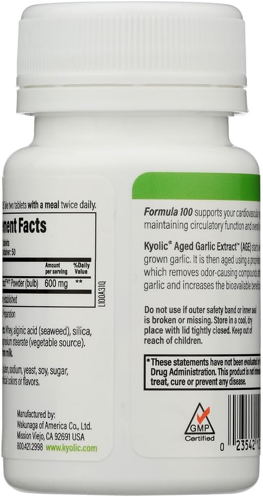 Kyolic Aged Garlic Extract Cardiovascular Health Formula 100 - 100 Capsules for Heart Health