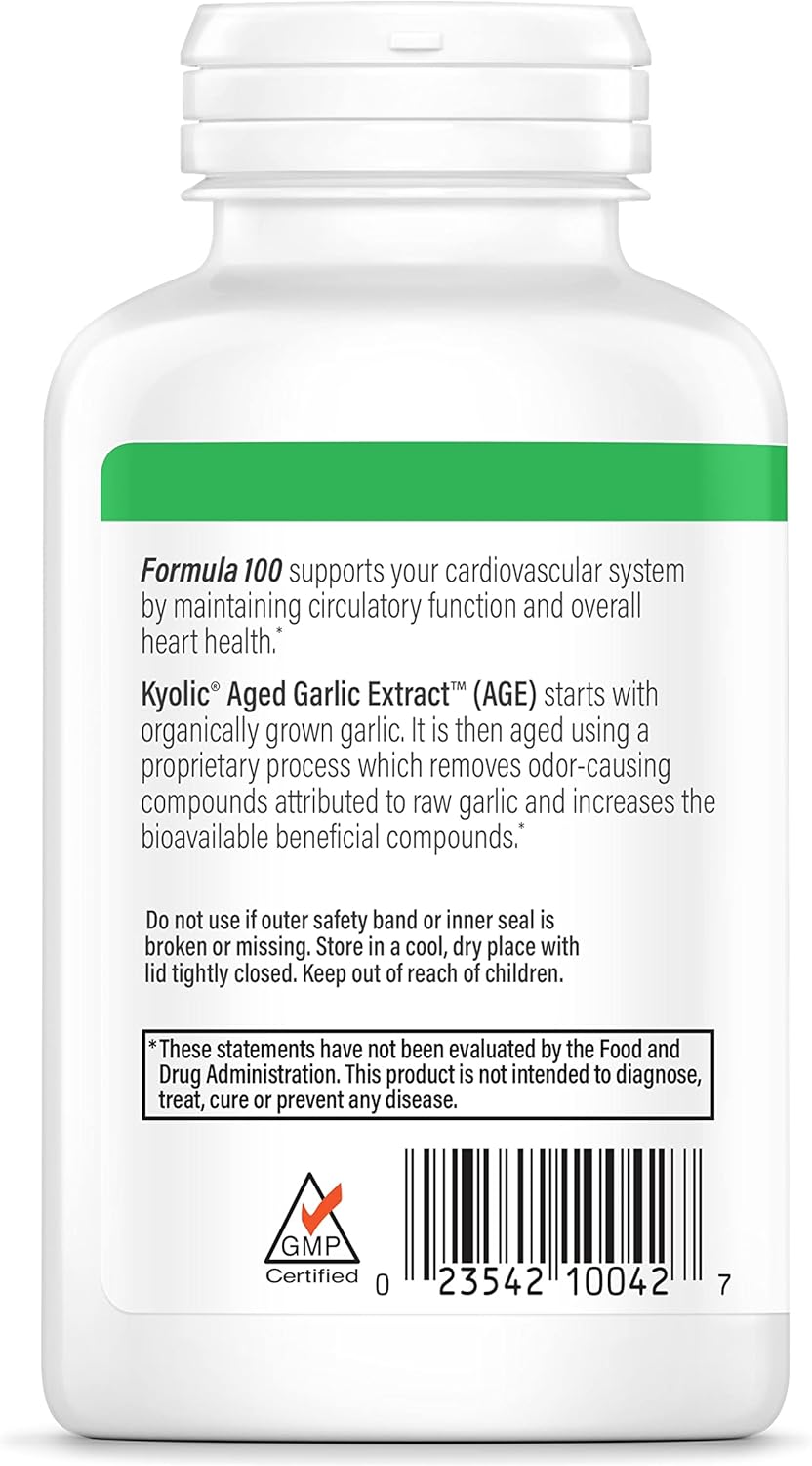 Kyolic Aged Garlic Extract Formula 100 Cardiovascular Support Supplement, 200 Capsules