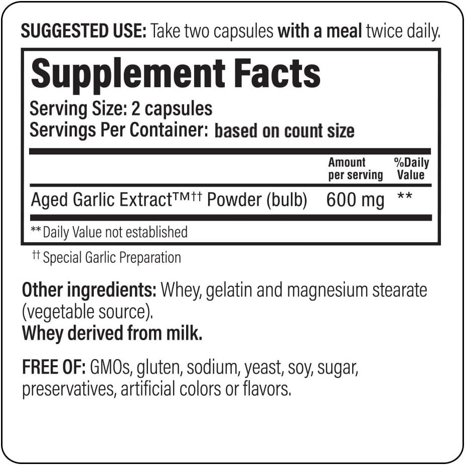 Kyolic Aged Garlic Extract Formula 100 Cardiovascular Support Supplement, 200 Capsules