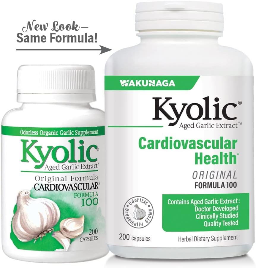 Kyolic Aged Garlic Extract Formula 100 Cardiovascular Support Supplement, 200 Capsules