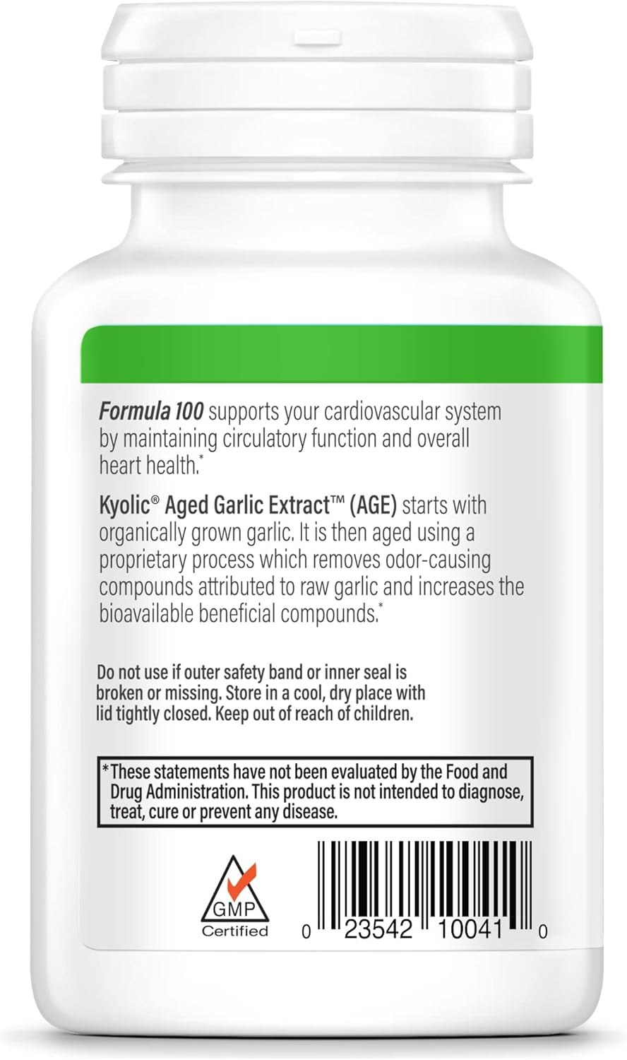 Kyolic Aged Garlic Extract Formula 100, Original Cardiovascular Support, 100 Capsules - Varied Packaging