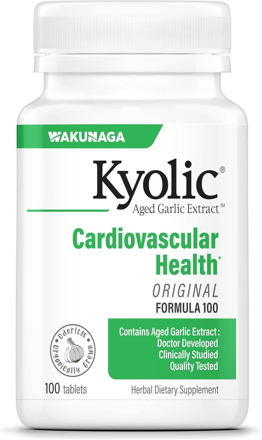 Kyolic Aged Garlic Extract Formula 100 Tablets for Cardiovascular Health - Original Blend with Varying Packaging