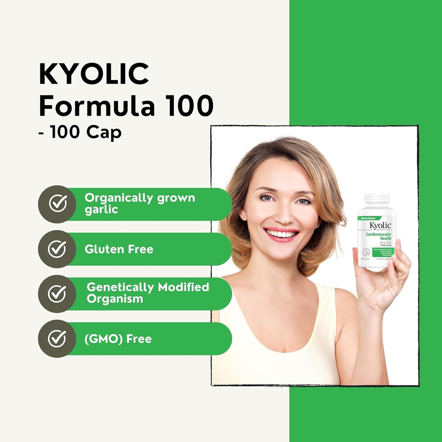 Kyolic Aged Garlic Extract Formula 100 with Multi-Purpose Key Chain - Worldwide Nutrition Bundle, 100 Capsules