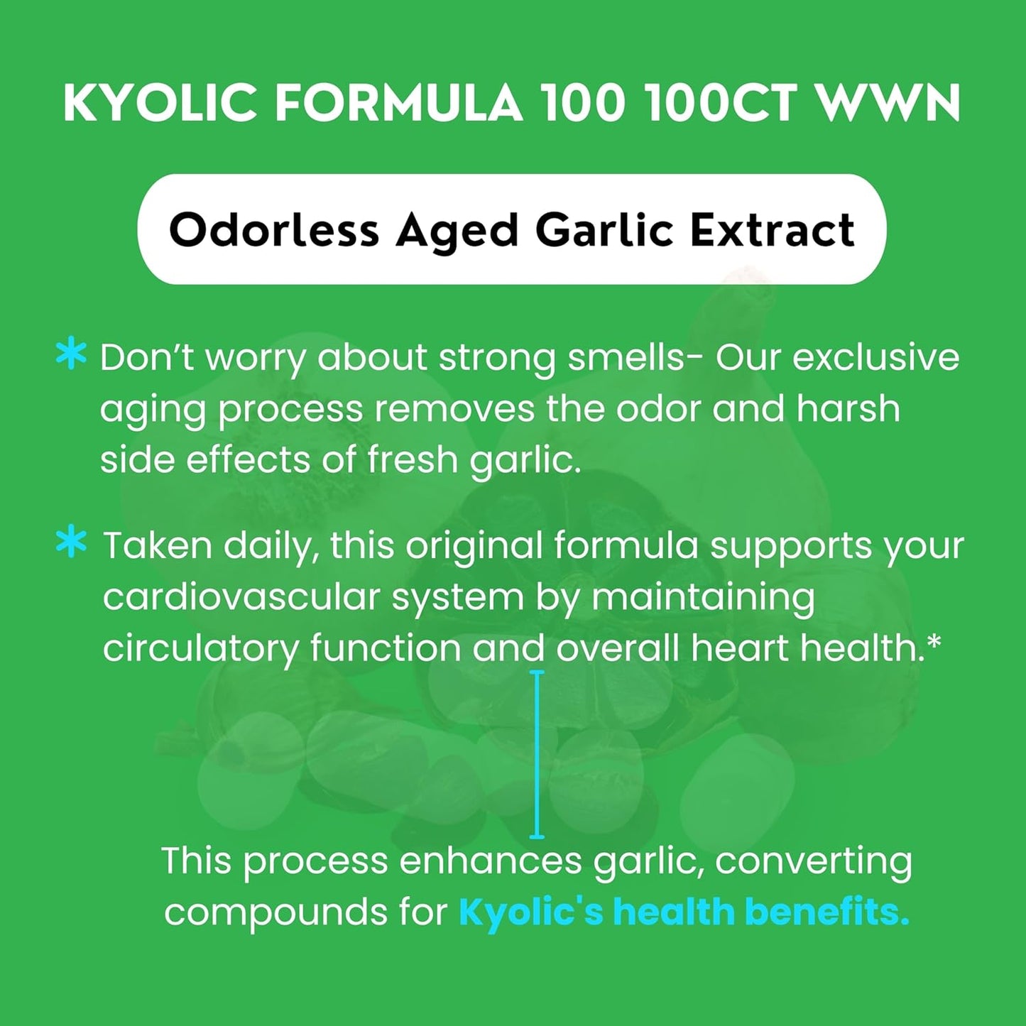 Kyolic Aged Garlic Extract Formula 100 with Multi-Purpose Key Chain - Worldwide Nutrition Bundle, 100 Capsules