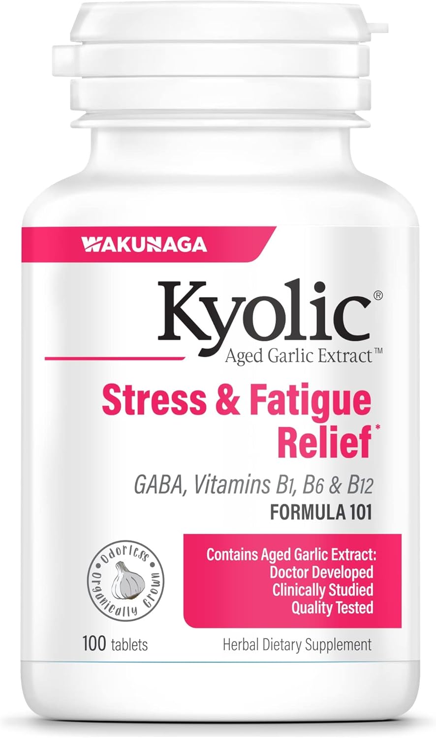 Kyolic Aged Garlic Extract Formula 101, 100 Tablets for Stress and Fatigue Relief - Packaging May Vary