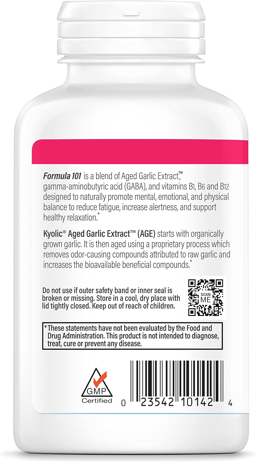 Kyolic Aged Garlic Extract Formula 101 for Fatigue Relief - 200 Capsules