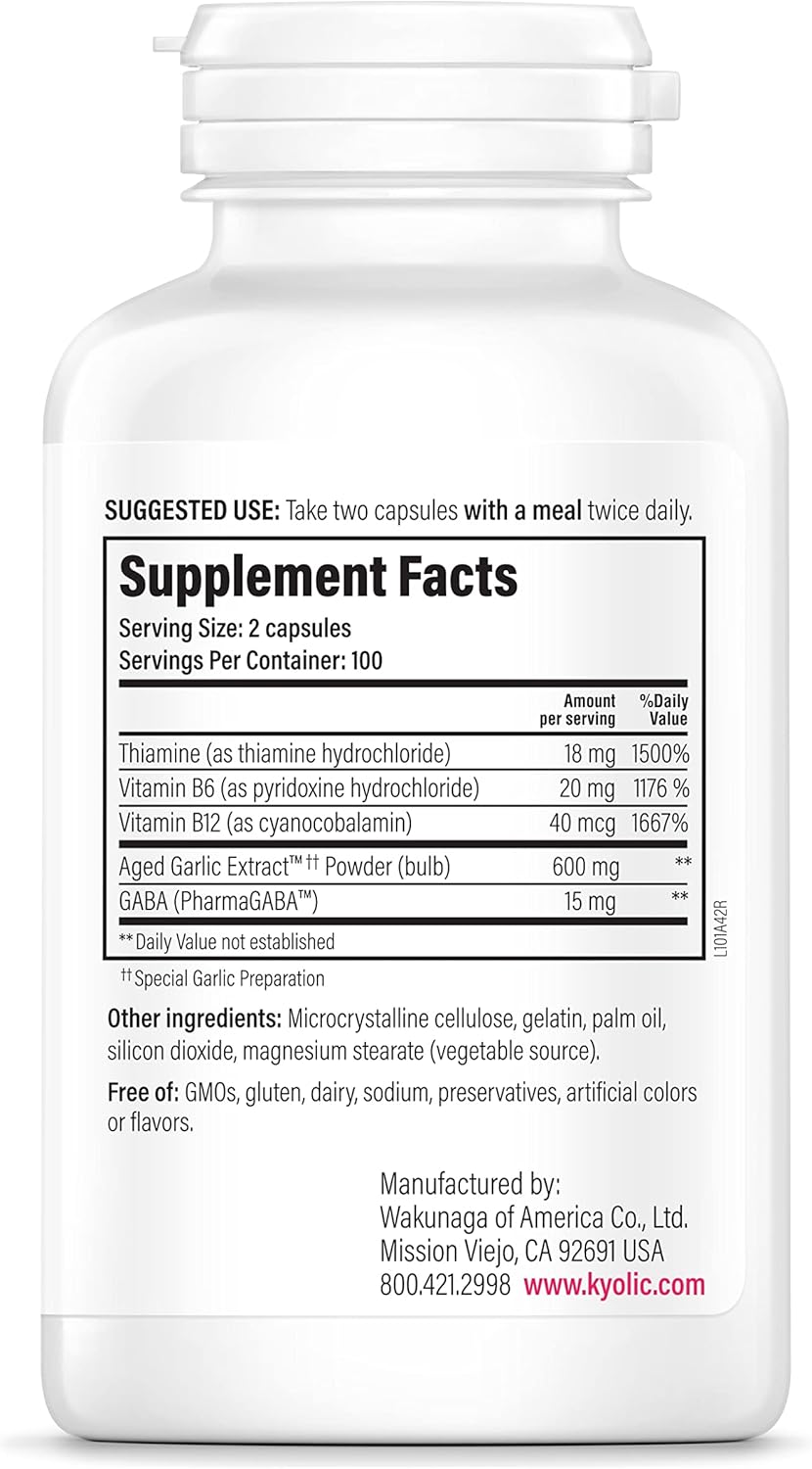 Kyolic Aged Garlic Extract Formula 101 for Fatigue Relief - 200 Capsules