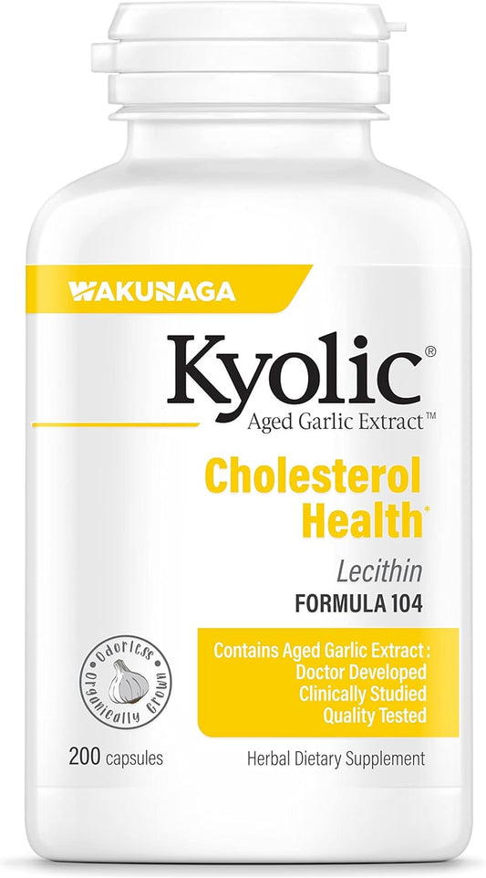 Kyolic Aged Garlic Extract Formula 104 for Cholesterol Health - 200 Capsules
