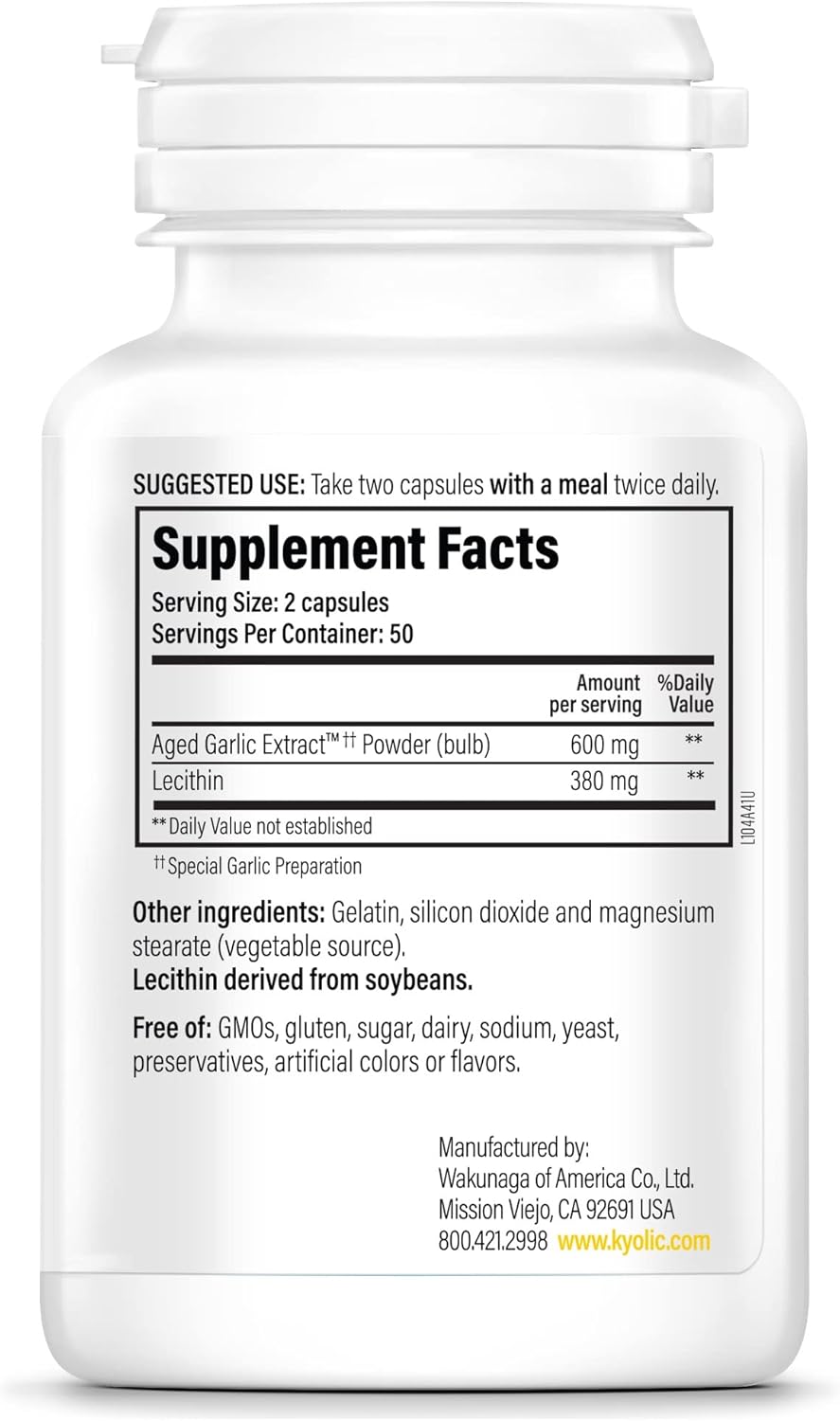 Kyolic Aged Garlic Extract Formula 104 for Cholesterol Health - 100 Capsules