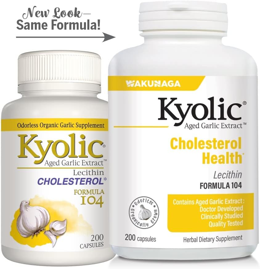 Kyolic Aged Garlic Extract Formula 104 for Cholesterol Health - 200 Capsules