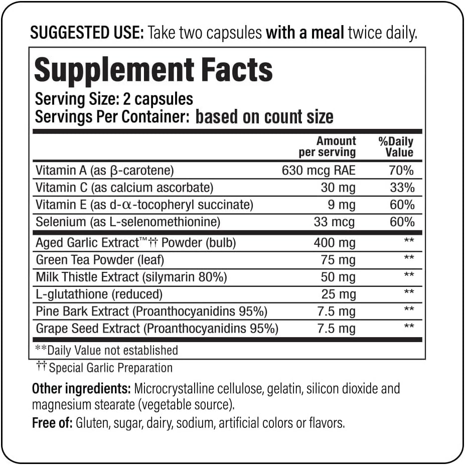 Kyolic Aged Garlic Extract Formula 105, Detox & Anti-Aging Supplement, 200 Capsules